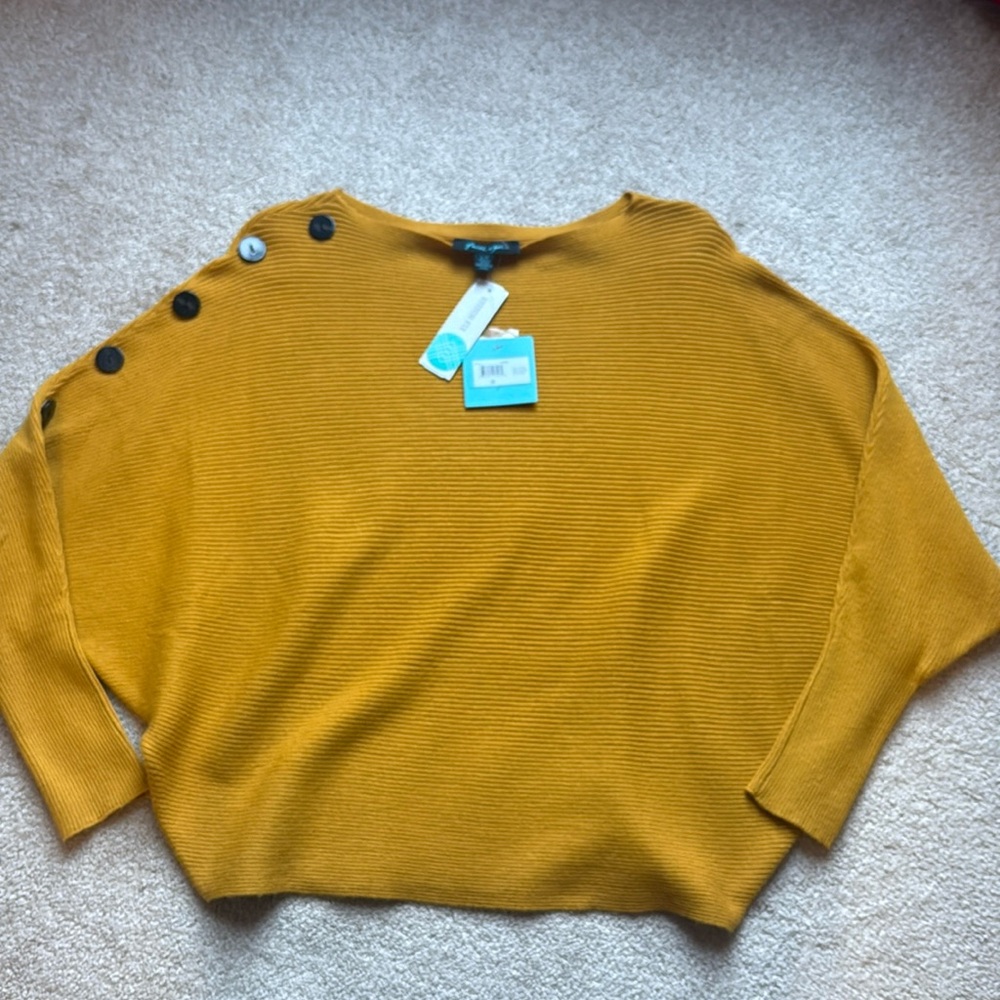 Women's Faith and Zoe Mustard Dolman sleeve ribbed Sweater sz lg